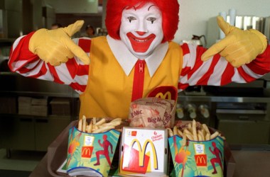 Ronald McDonald at the launch of the new McDonald's restaurant in the Athlete's Village in Homebush, Sydney, Australia.