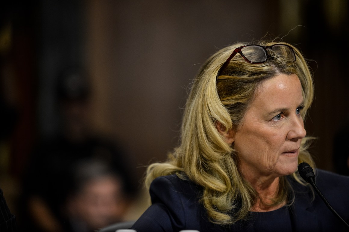 Christine Blasey Ford testifies before the Senate Judiciary Committee on September 27th, 2018.