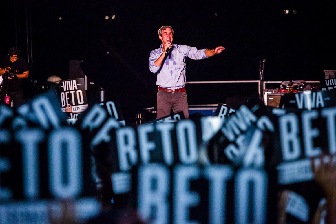 Beto O'Rourke speaks at a campaign rally on September 29th, 2018, in Austin, Texas.