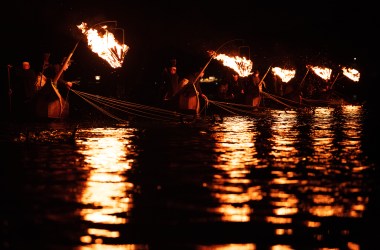 Cormorant fishermen use sea cormorants to catch sweetfish on October 9th, 2018 in Gifu, Japan. In this traditional fishing art, 'ukai,' a cormorant master called 'usho' manages the birds to capture ayu, or sweetfish. The ushos of River Nagara have been the official staff of the Imperial Household Agency of Japan since 1890. Currently, six fishermen of the Nagara River conduct special fishing for the Imperial family eight times a year, on top of daily fishing from mid-May to mid-October.