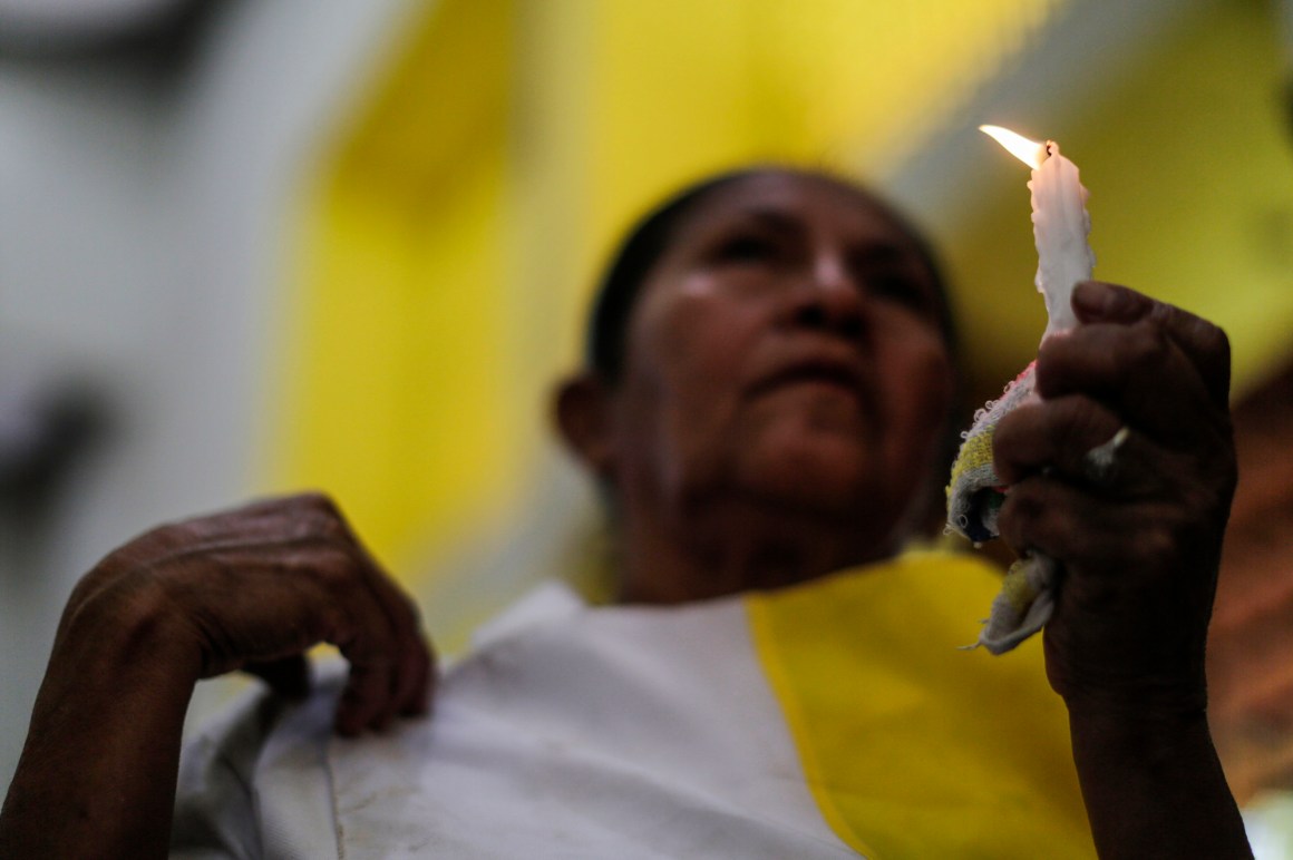 Catholics participate in a mass demanding the freedom of political prisoners in Managua, Nicaragua, on October 21st, 2018.