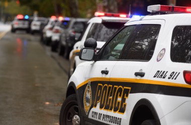 Police respond to the site of a mass shooting at the Tree of Life Synagogue in the Squirrel Hill neighborhood of Pittsburgh, Pennsylvania, on October 27th, 2018.