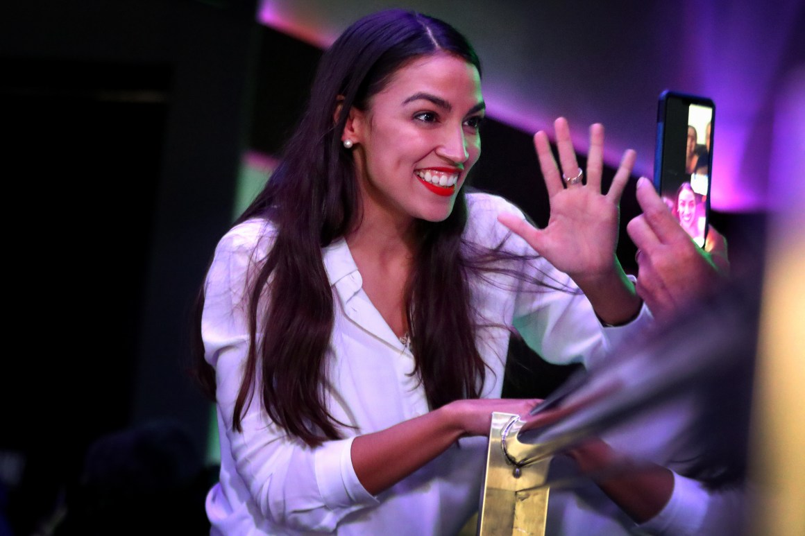 Congresswoman-elect Alexandria Ocasio-Cortez celebrates her victory at La Boom night club in Queens, New York, on November 6th, 2018.