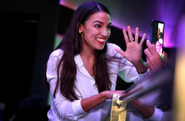 Congresswoman-elect Alexandria Ocasio-Cortez celebrates her victory at La Boom night club in Queens, New York, on November 6th, 2018.