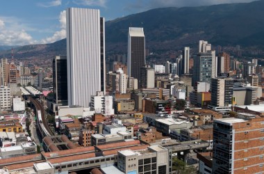 Aerial picture released by Goez Films taken on November 29th, 2018, showing a partial view of the Colombian city of Medellin.