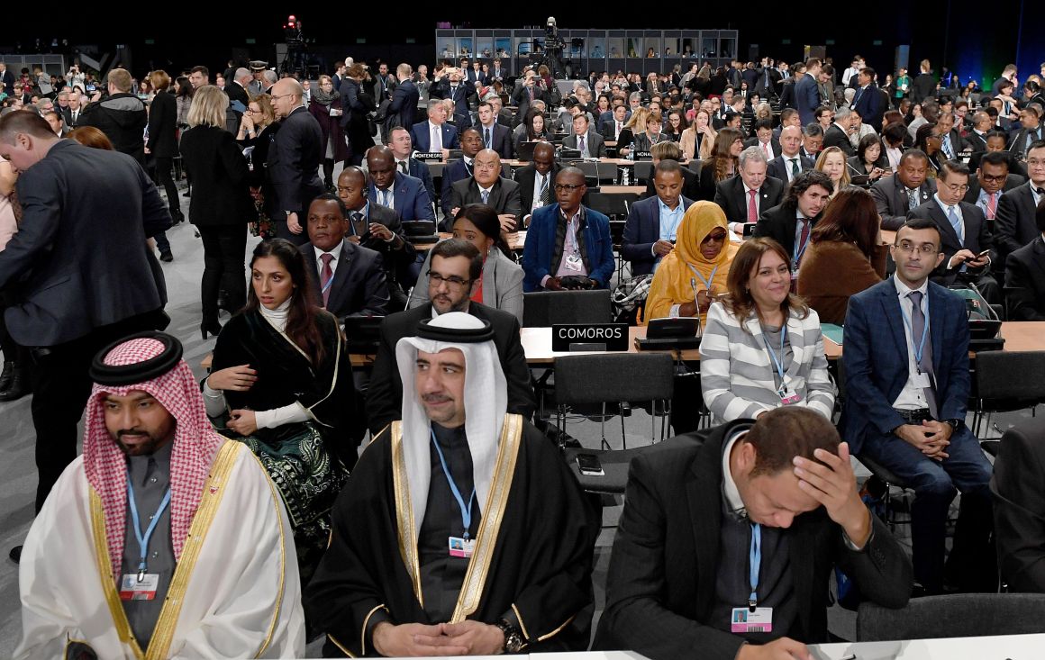 Leaders and negotiators from almost 200 nations listen to speeches during the opening of the COP24 summit on climate change in Katowice, Poland, on December 3rd, 2018.