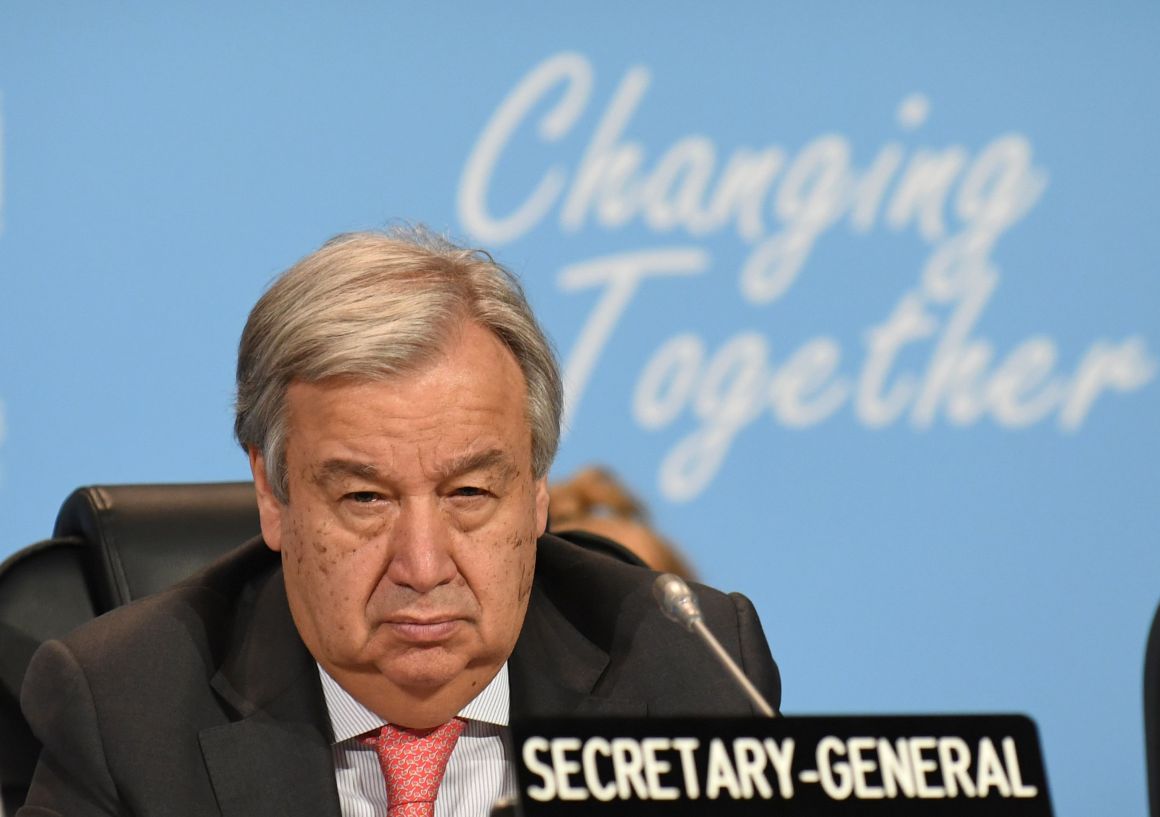 The United Nations Secretary-General Antonio Guterres attends a session at the COP24 summit on climate change in Katowice, Poland, on December 4th, 2018.