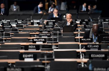 Participants at work in the main plenary room during the COP24 summit in Katowice, Poland, on December 4th, 2018.