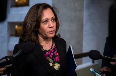 Senator Kamala Harris speaks to reporters on December 4th, 2018, in Washington, D.C.