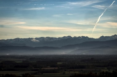 A picture taken on December 5th, 2018, shows the Pyrenees mountains, southern France, at sunset.