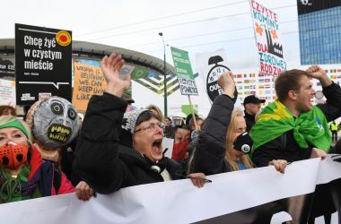 Protesters demonstrate on the sidelines of the 24th Conference of the Parties to the United Nations Framework Convention on Climate Change (COP24) summit on December 8th, 2018, in Katowice, Poland.