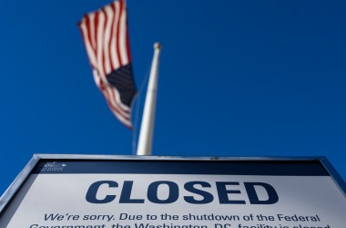 A sign is displayed on a government building in Washington, D.C., that's closed because of the government shutdown, on December 22nd, 2018.