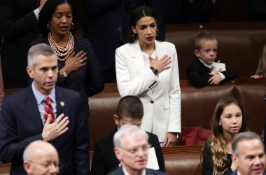 Representative Alexandria Ocasio-Cortez (D-New York) takes the oath during the first session of the 116th Congress at the U.S. Capitol on January 3rd, 2019, in Washington, D.C.