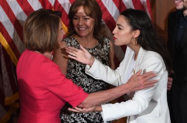 Speaker of the House Nancy Pelosi greets Representative Alexandria Ocasio-Cortez during the ceremonial swearing-in at the start of the 116th Congress at the U.S. Capitol in Washington, D.C., on January 3rd, 2019.