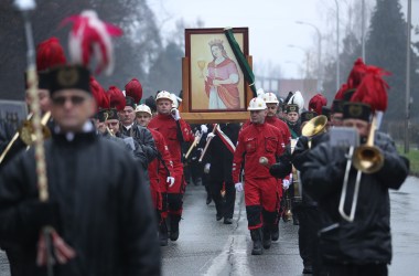 Coal miners from Poland's Pniowek coal mine carry a painting of Saint Barbara on Barbórka, their annual day of tribute to Barbara, from the mine to their local church on December 4th, 2018, in Pawlowice, near Wodzislaw Slaski, Poland. Barbara is the patron saint of coal miners, and every December 4th, miners across Poland celebrate her with a march, a religious mass, and a festive gathering. Coal provides about 80 percent of Poland's electricity. The mines, many of them in the region of Silesia in southern Poland, employ tens of thousands of workers. Meanwhile, the United Nations' COP 24 climate conference is taking place in nearby Katowice.