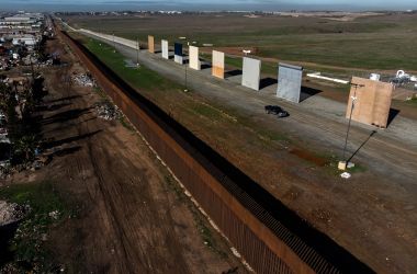 An aerial view of President Donald Trump's border wall prototypes as seen from Tijuana, Mexico, on January 7th, 2019.