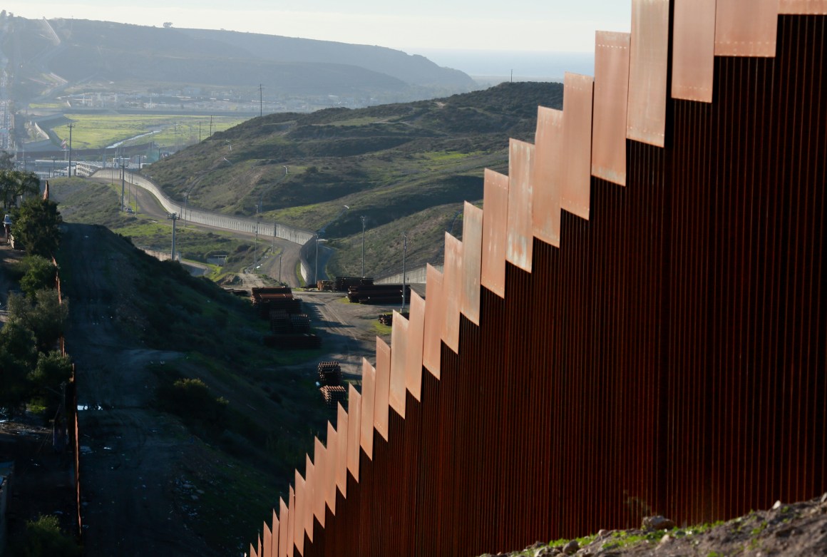 View of the U.S.–Mexico border wall on January 7th, 2019, in Tijuana, Mexico.