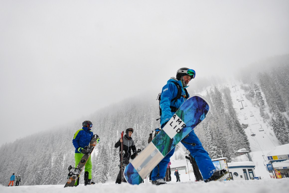 Winter sports enthusiasts enjoy a ski day on January 10th, 2019, in Lermoos, Austria. Exceptionally high levels of snow have closed roads and ski resorts, triggered avalanches, and cut off villages across southern Germany and much of Austria.