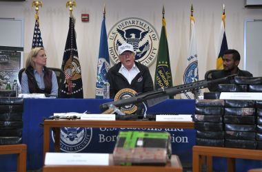 President Donald Trump with Department of Homeland Security Secretary Kirstjen Nielsen during his visit to U.S. Border Patrol McAllen Station in McAllen, Texas, on January 10th, 2019.