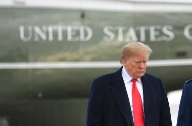 President Donald Trump makes his way to board Air Force One before departing from Andrews Air Force Base in Maryland on January 14th, 2019.