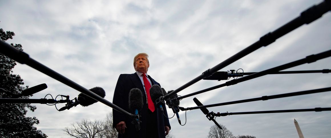 U.S. President Donald Trump speaks to the media as he departs the White House in Washington, D.C., on January 14th, 2019.