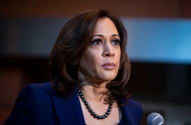 Senator Kamala Harris (D-California) speaks to reporters after announcing her candidacy for president of the United States, at Howard University, her alma mater, on January 21st, 2019 in Washington, D.C.