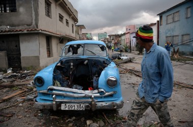 A car damaged by debris from a building is seen in Havana, Cuba, after a rare and powerful tornado struck the city on Monday, January 28th, 2019, killing three people and leaving 172 injured, Cuban President Miguel Diaz-Canel said early Monday.