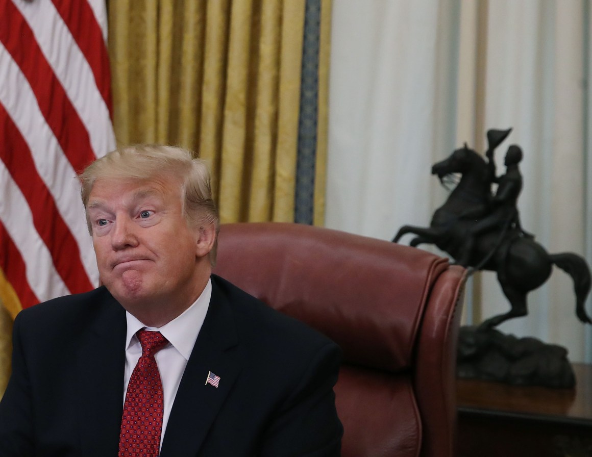 U.S. President Donald Trump speaks during a meeting with Chinese Vice Premier Liu He, in the Oval Office at the White House on January 31st, 2019, in Washington, D.C.