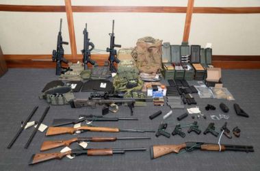 The collection of weapons and ammunition federal agents say Christopher Paul Hasson had stockpiled in his Silver Spring apartment.