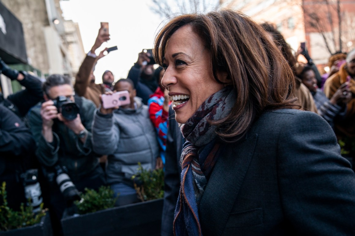 2020 Democratic presidential candidate Senator Kamala Harris arrives at Sylvia's Restaurant in Harlem on February 21st, 2019, in New York City.