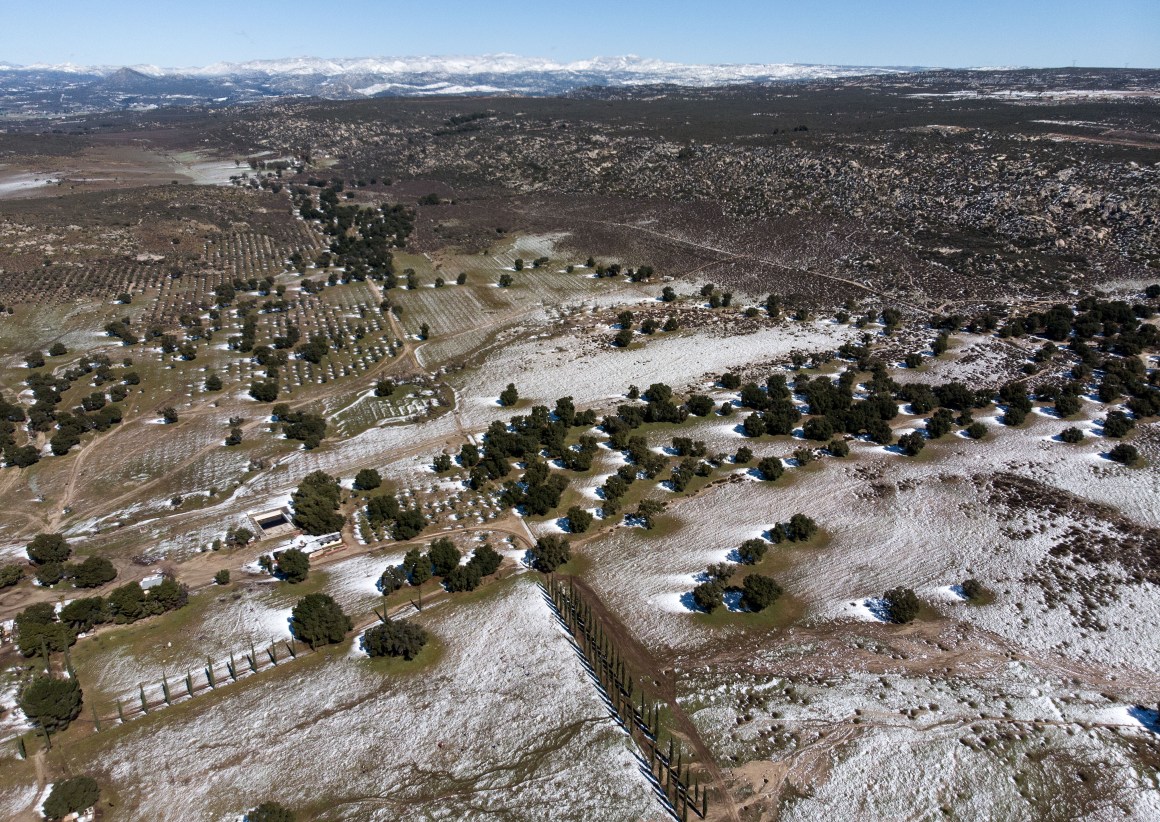 A winter storm left cold temperatures, heavy rains and even snow on the mountains of Baja California State and other parts of northwestern Mexico, pictured here on February 22nd, 2019.