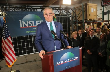 Washington State Governor Jay Inslee announces his run for the 2020 presidency at A & R Solar on March 1st, 2019, in Seattle, Washington.