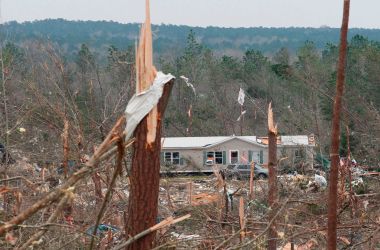 Damage is seen from a tornado that killed at least 23 people in Beauregard, Alabama, on March 4th, 2019.