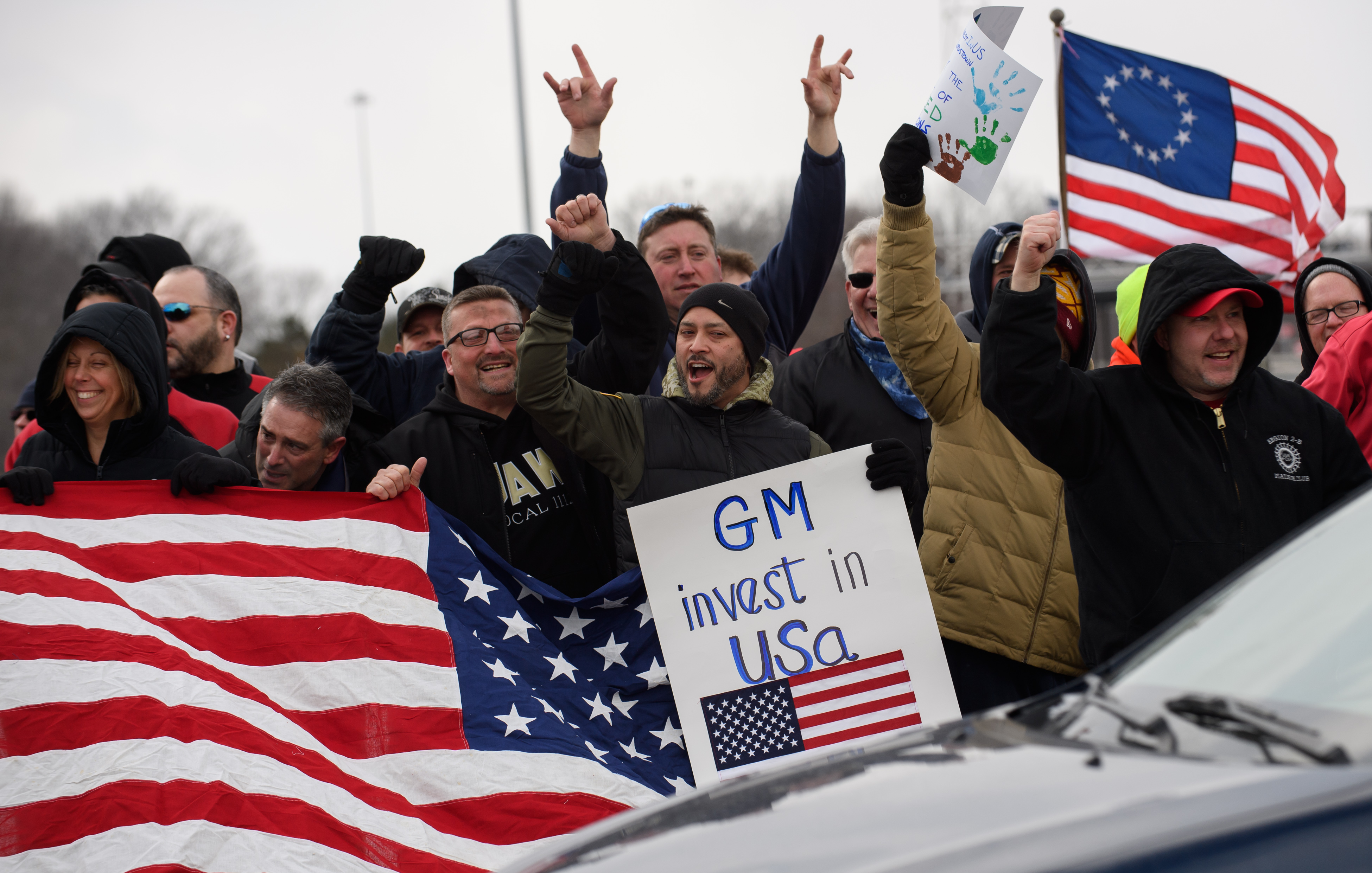 GM workers rally outside the Lordstown plant on March 6th, 2019.