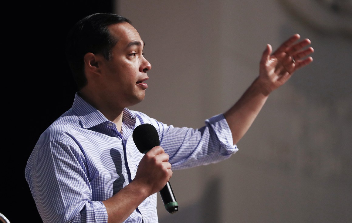 Democratic presidential candidate Julián Castro speaks at Bell Gardens High School, in Los Angeles County, on March 4th, 2019, in Bell Gardens, California.