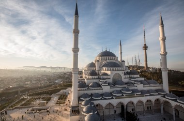 People are seen leaving Camlica Mosque after taking part in the first official public prayer marking the opening of Camlica Mosque on March 7th, 2019, in Istanbul, Turkey.