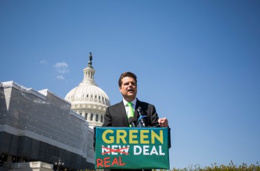 Representative Matt Gaetz of Florida at a press conference unveiling the "Green Real Deal" on April 3rd, 2019, in Washington, D.C.