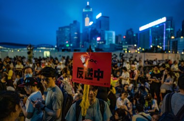 Protesters in Hong Kong march against the proposed extradition law, which would allow the territory to transfer crime suspects to mainland China for trial there, on April 28th, 2019.