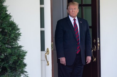 President Donald Trump awaits the arrival of Slovakia's Prime Minister Peter Pellegrini for meetings at the West Wing of the White House in Washington, D.C., on May 3rd, 2019.