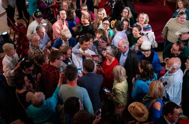 South Bend, Indiana, Mayor Pete Buttigieg greets supporters after a Fox News town hall on May 18th, 2019, in Claremont, New Hampshire. Buttigieg, one of 23 Democrats seeking the 2020 presidential nomination, pitched four distinct tax hikes at the event when asked about the deficit.