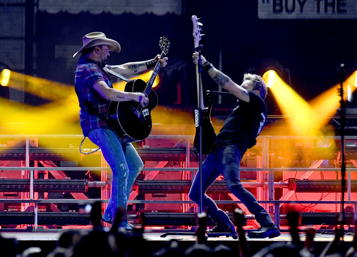 Jason Aldean performs during the Stagecoach Festival at Empire Polo Field on April 28th, 2019, in Indio, California.