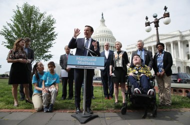 United States Senator Chris Murphy (D-Connecticut) speaks during a news conference on health care on April 30th, 2019, on Capitol Hill in Washington, D.C. Senate Democrats held the news conference to call on Congress to protect Medicaid.