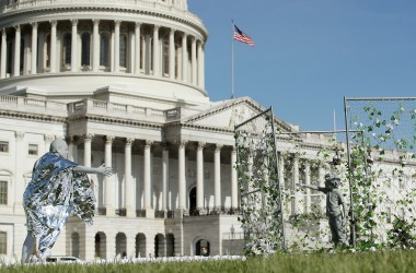 To mark the one-year anniversary of the Trump administration announcing its zero-tolerance family separation policy, the group Families Belong Together set up a life-sized cage depicting child separation at the United States–Mexico border on Capitol Hill on May 7th, 2019, in Washington, D.C.