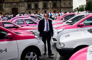 Taxi drivers take part in a protest against the private taxi company Uber and other apps for alleged unfair competition, in Mexico City, on June 3rd, 2019. The protesters blocked streets across the city, causing widespread traffic. Some drivers say Uber and other apps have reduced their income by about 40 percent.