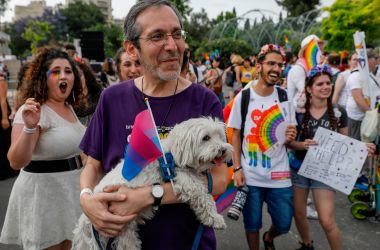 Participants to the 18th annual Jerusalem Gay Pride parade gather in the Holy City on June 6th, 2019. Police deployed some 2,500 undercover and uniformed officers for the parade that started at a park in Jerusalem and continued through nearby streets.