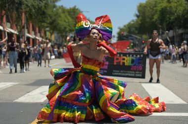 People participate in the annual L.A. Pride Parade in West Hollywood, California, on June 9th, 2019.