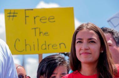 Representative Alexandria Ocasio-Cortez (D-New York) attends a press conference following a tour of Border Patrol facilities and migrant detention centers for 15 members of the Congressional Hispanic Caucus on July 1st, 2019, in Clint, Texas.