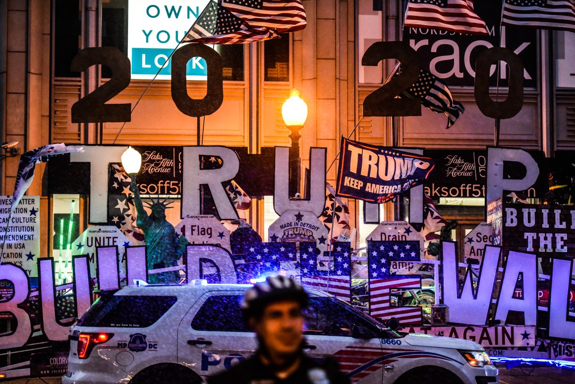 A float dedicated to President Donald Trump, pictured after a "Demand Free Speech" rally on Freedom Plaza on July 6th, 2019, in Washington, D.C.