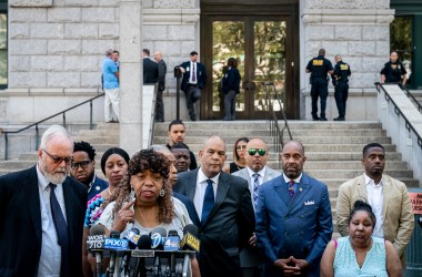 Gwen Carr, mother of the late Eric Garner, speaks to the press outside the U.S. attorney's office following a meeting with federal prosecutors on July 16th, 2019, in Brooklyn. The U.S. Department of Justice announced it will not bring federal charges against NYPD officer Daniel Pantaleo in the death of Eric Garner.