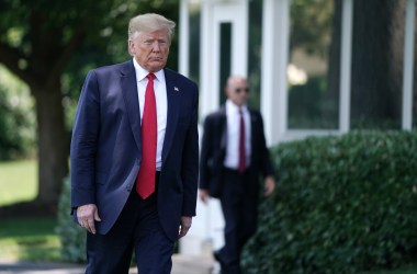 President Donald Trump walks to reporters before leaving the White House for the G20 summit on June 26th, 2019.